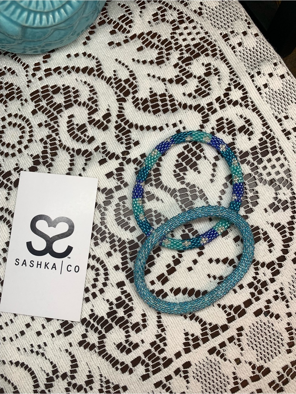 Sashka Co. Blue & Turquoise Beaded Bracelet Set
